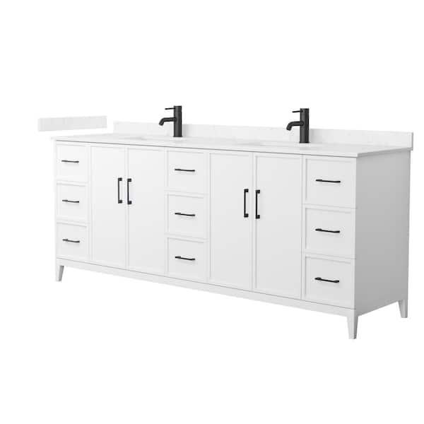 Elan 84 in. W x 22 in. D x 35 in. H Double Bath Vanity in White with Carrara Cultured Marble Top