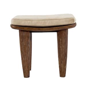 19 in. Graystone Rectangular Solid Teak Wood Stool with Cushion by Mikel Welch