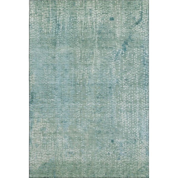 Mayfield Premium Machine Washable Abstract AMF2087 Teal 10 ft. x 14 ft. Area Rug