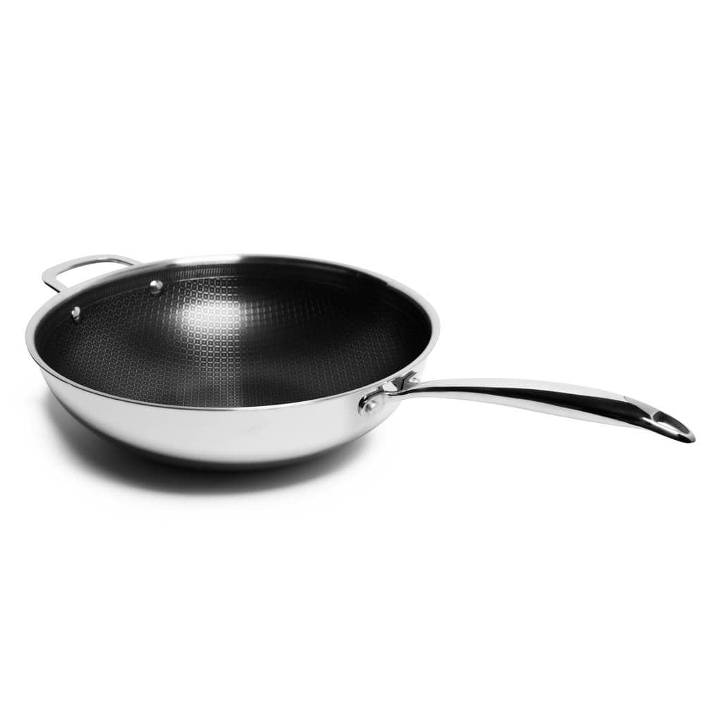 Lexi Home 5-Quart Stainless Steel Nonstick Wok with Glass Lid