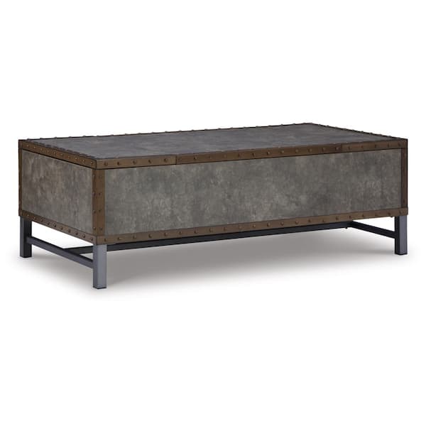 Derrylin 54 in. Gray Rectangle Wood Coffee Table with Storage