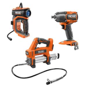 18V Cordless 3-Tool Combo Kit with 1/2 in. Mid-Torque Impact Wrench, Grease Gun and Digital Inflator  (Tools Only)