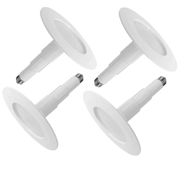 4-Pack 5/6 in. Adjustable White 2700K Soft White 60-Watt Equivalent Dimmable LED Retrofit Recessed Lighting Kit Plastic