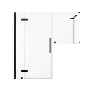 Tampa 60 7/8 in. W x in. H Rectangular Pivot Frameless Corner Shower Enclosure in Black with Buttress Panel