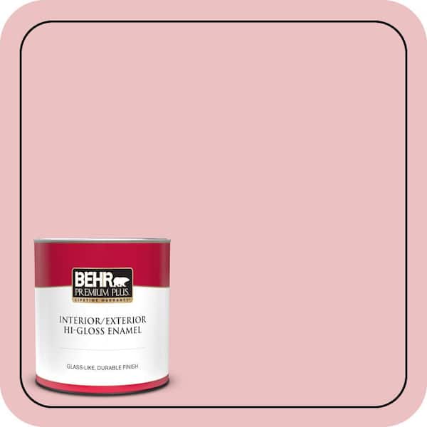 BEHR PREMIUM PLUS 1 qt. #130C-2 Cafe Pink Hi-Gloss Enamel Interior/Exterior Paint & Primer