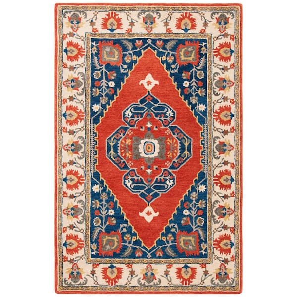 Antiquity 5 ft. x 8 ft. Rust/Ivory Traditional Border Area Rug