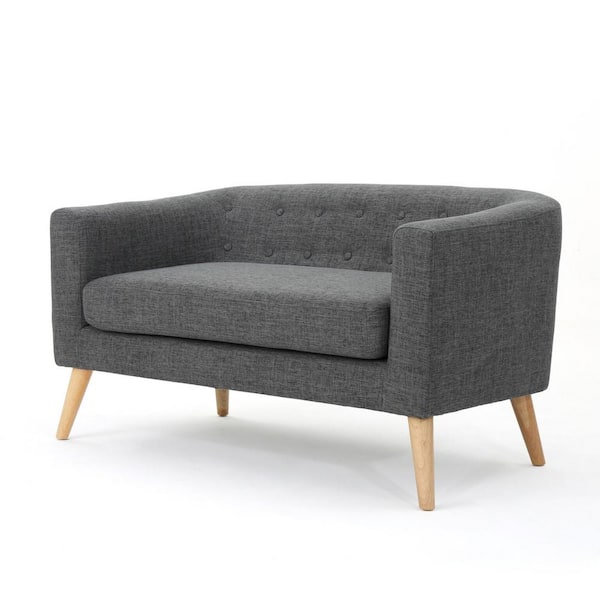 Noble House Bridie 52 in. Gray Polyester 2-Seat Loveseat with Tapered Wooden Legs