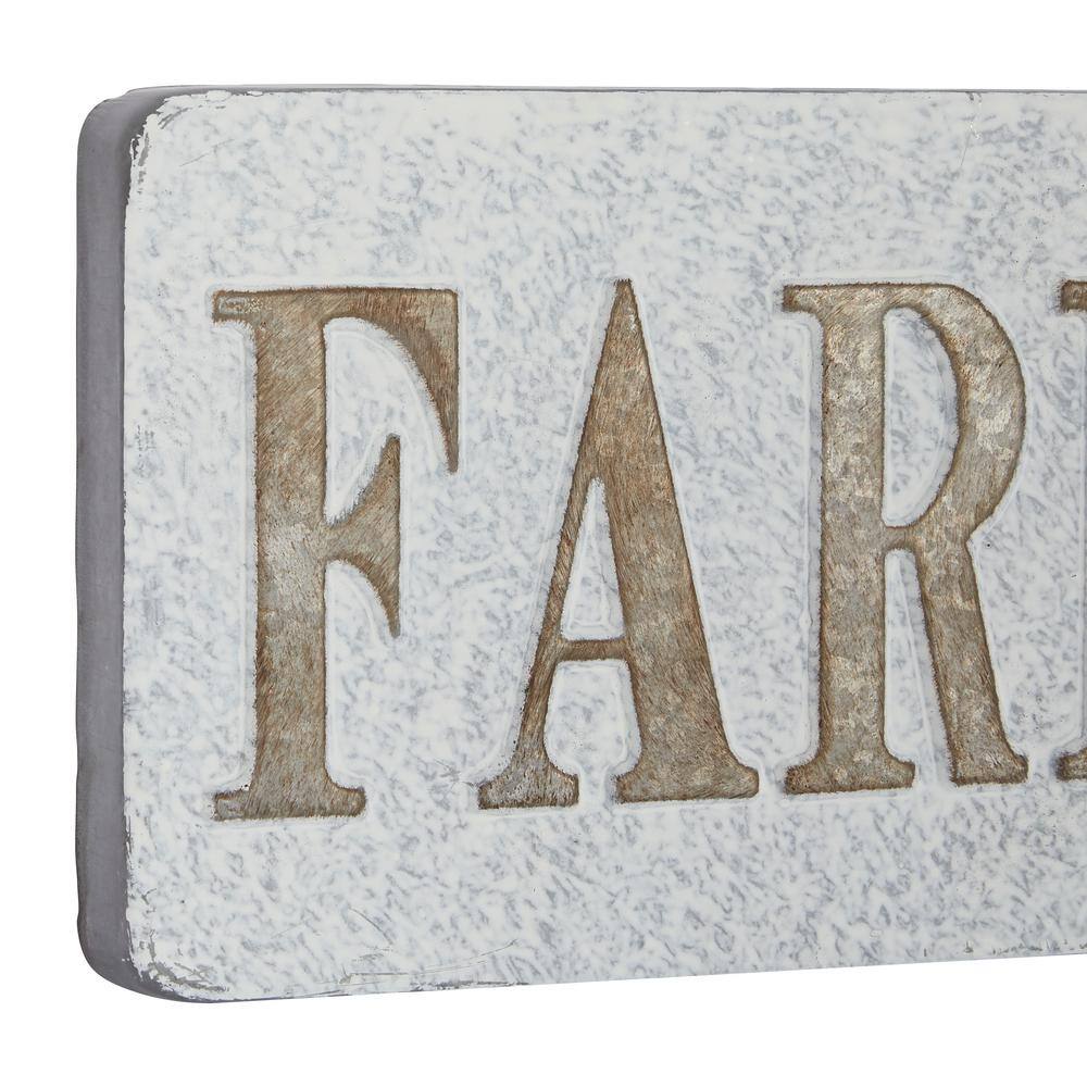 Beige and White Iron Rectangular Farmhouse Wall Sign