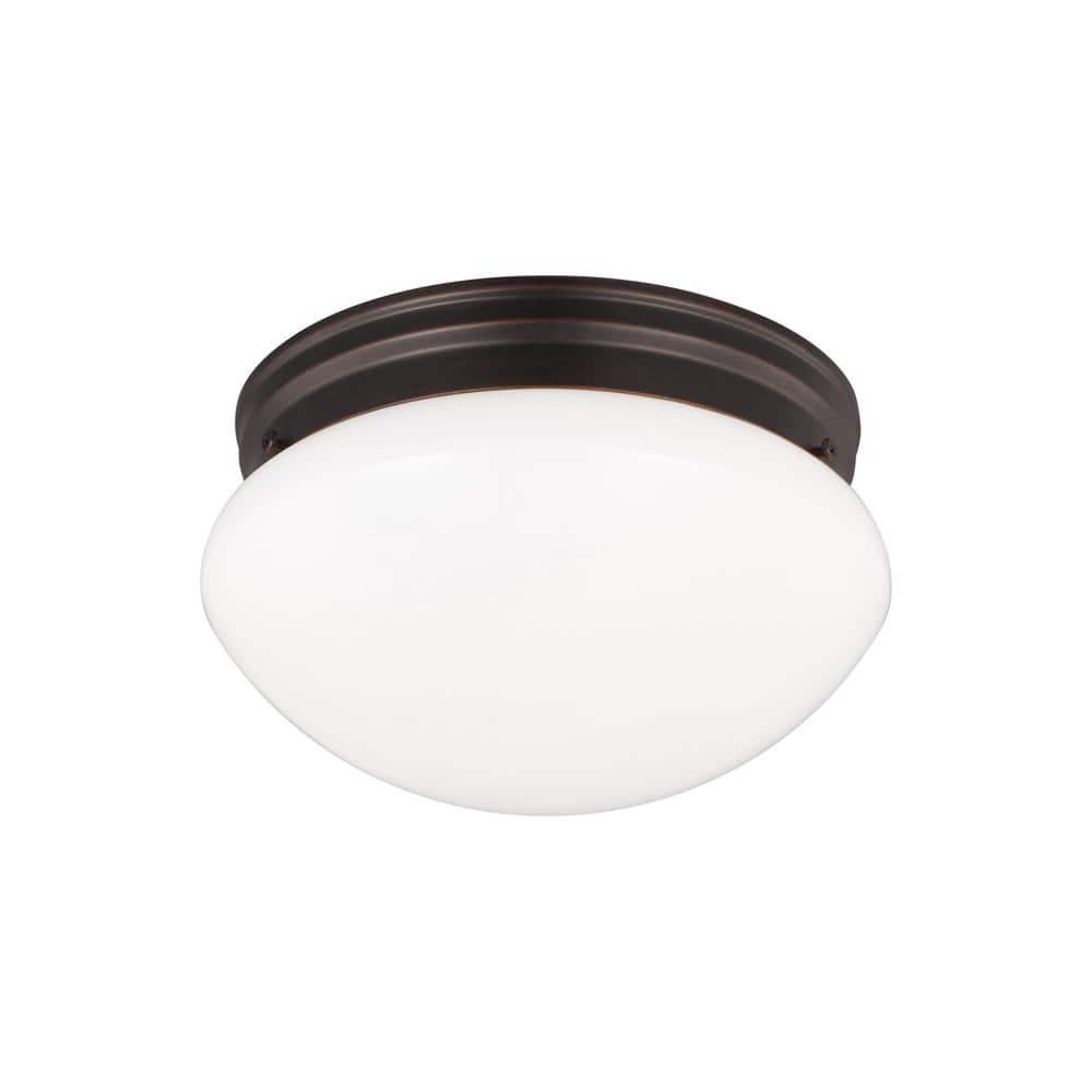 Webster Bronze 2-Light Flush Mount with Smooth White Glass
