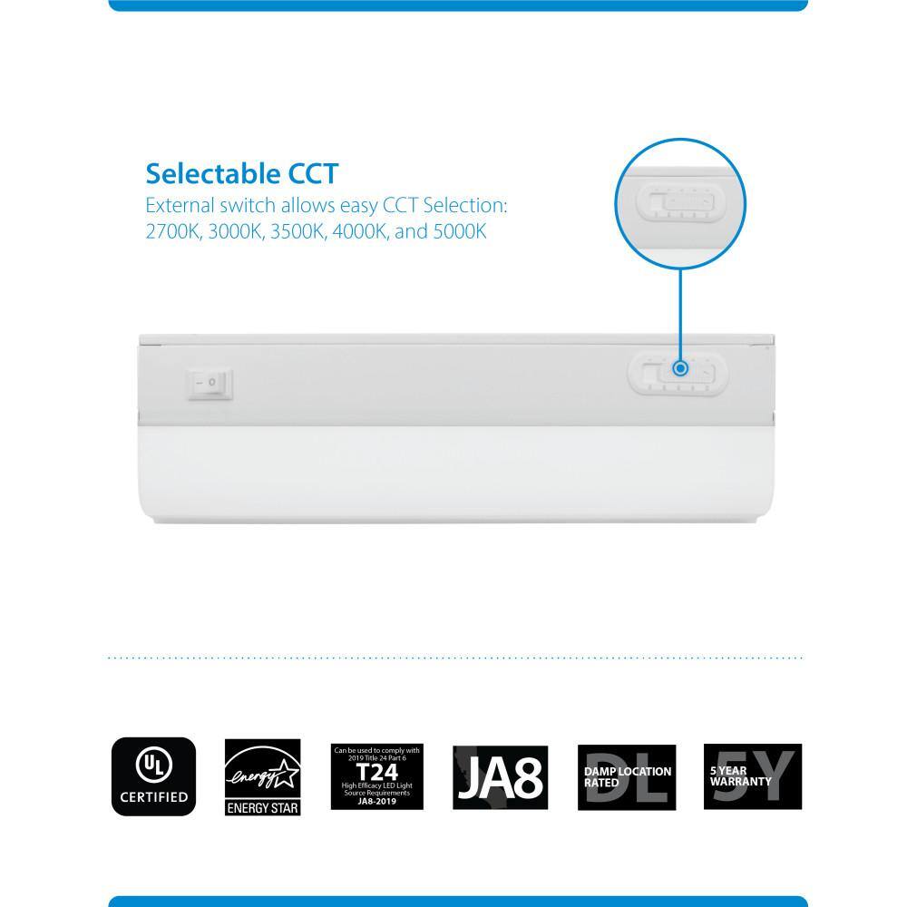 12-Inch White Adjustable LED Under Cabinet Light Bar