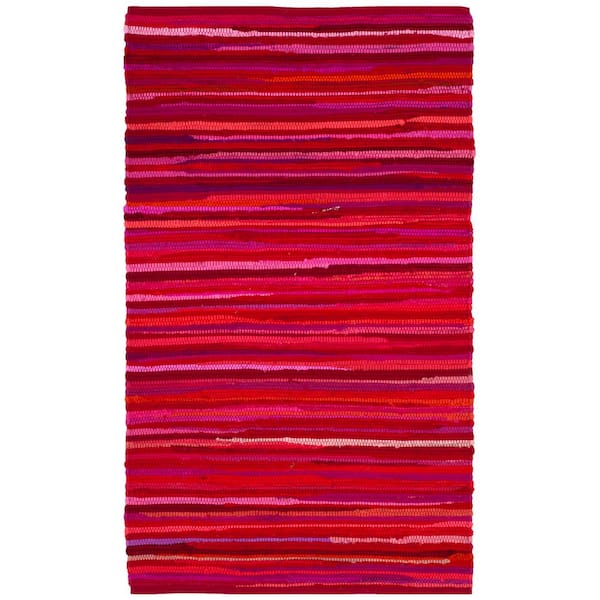 SAFAVIEH Rag Rug Red/Multi Doormat 3 ft. x 4 ft. Striped Area Rug