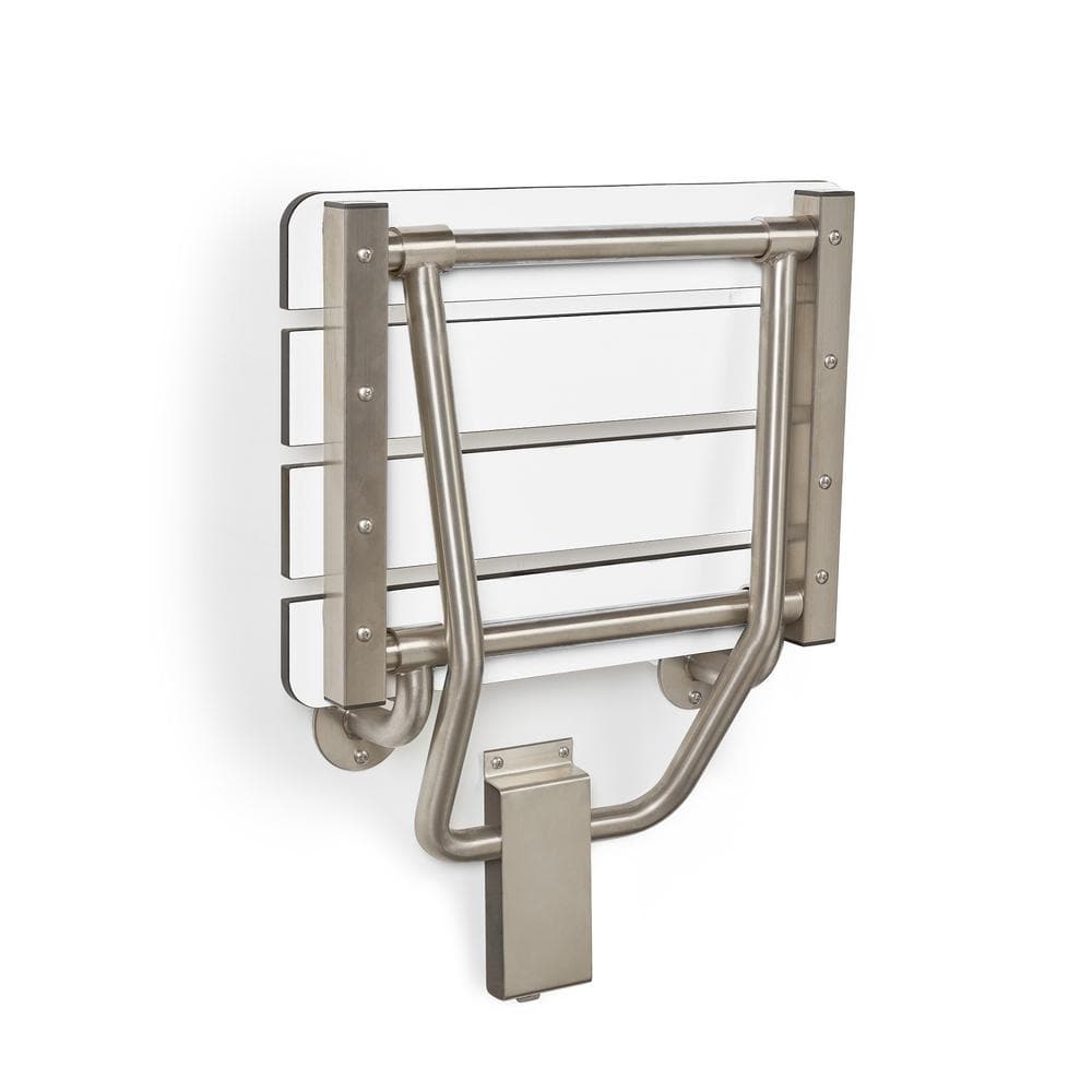 32" x 15" White Phenolic Slats Folding Wall Mount Shower Seat