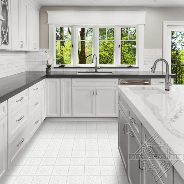 Andalusia Petite Fog 8 in. x 8 in. Cement Handmade Floor and Wall Tile (Box of 8/3.45 sq. ft. )