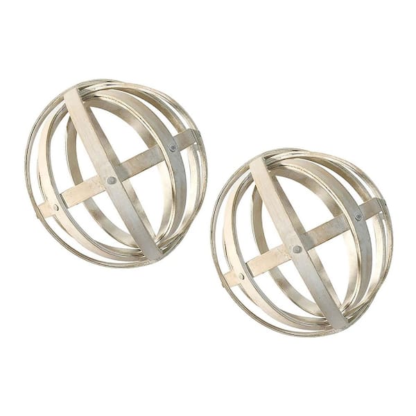 A & B Home Decorative Balls - Set of 2 - Cream