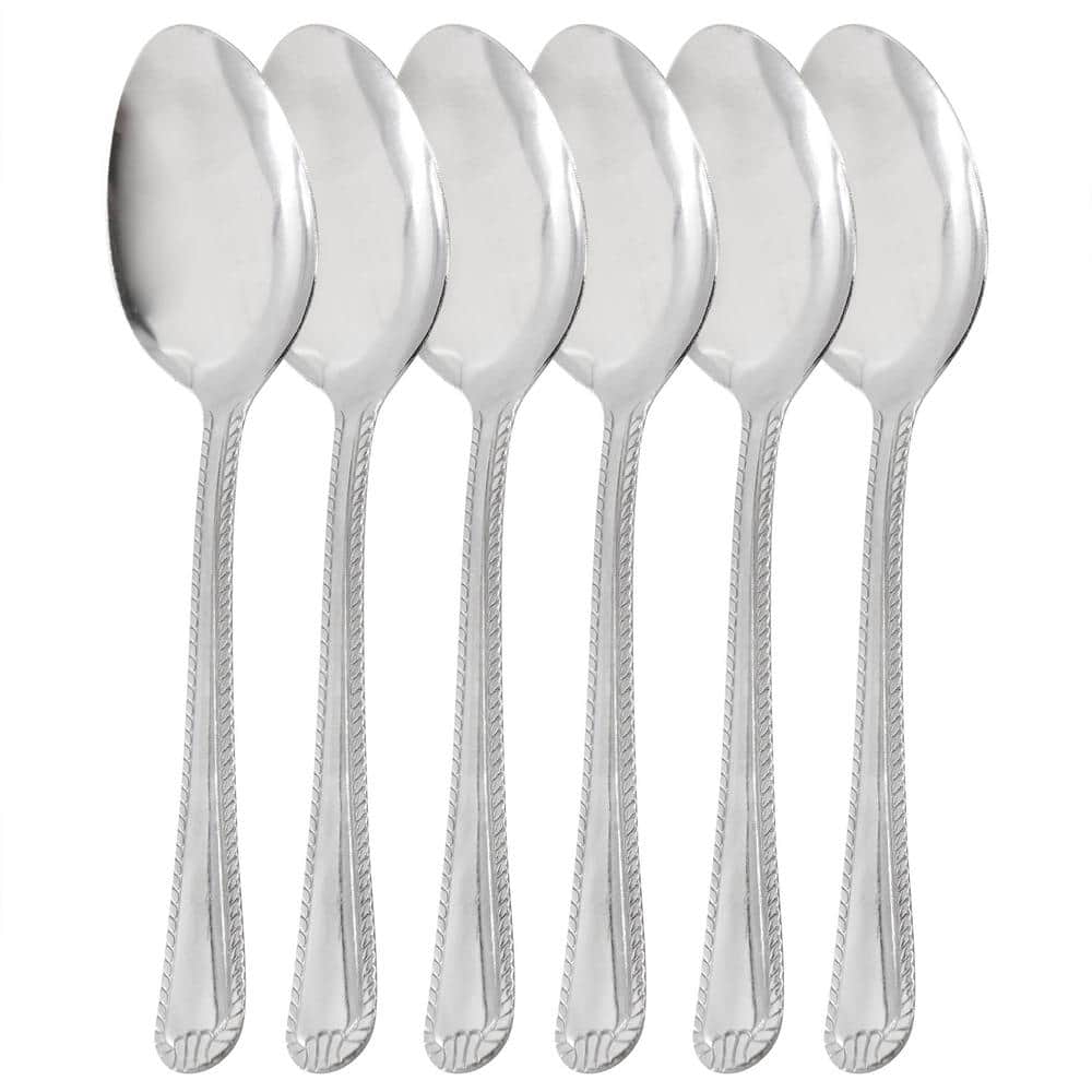 Bapmoo Korean Spoons Set – 6 Stainless Steel Spoons With Engraved Happy Faces, 8.26 Inch Long Handles