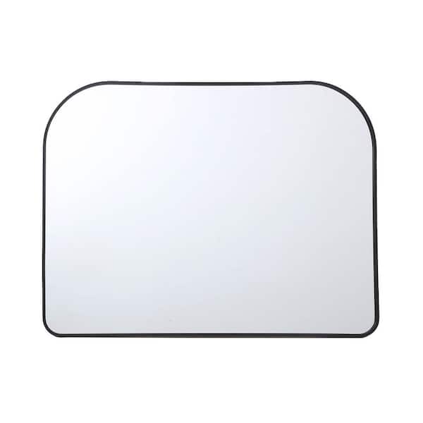 Unbranded 40 in. x 30 in. Modern Home Black Metal Modern Arched Mantel Mirror