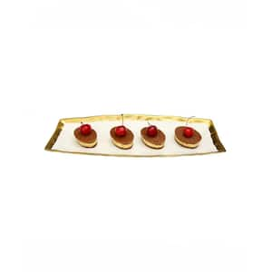 White Porcelain Oblong Tray with Gold Rim