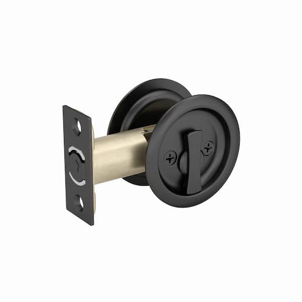 Onward 2-7/16 in. (62 mm) Oil-Rubbed Bronze Round Pocket Door Pull with Privacy Lock