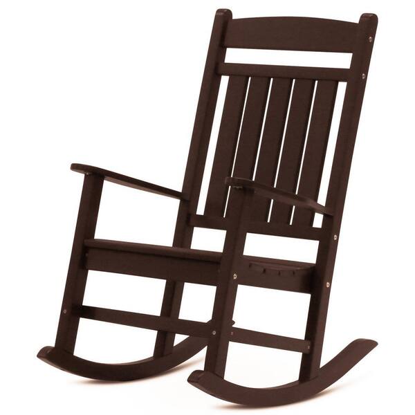 DUROGREEN Classic Rocker Chocolate Plastic Outdoor Rocking Chair