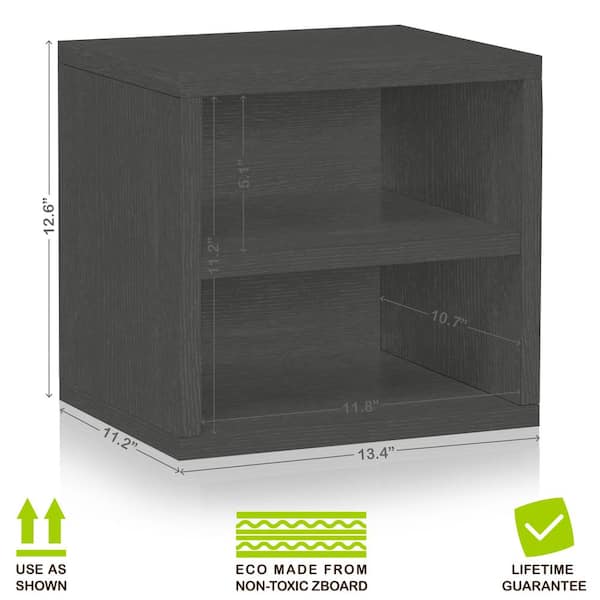 Way Basics Eco Stackable Storage Cube Organizer Unit with Shelf, Black