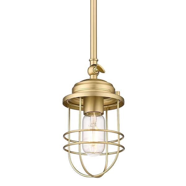 Golden Lighting Seaport 1 Light Brushed Champagne Bronze Mini Pendant With Steel Shade 9808 M1l Bcb The Home Depot