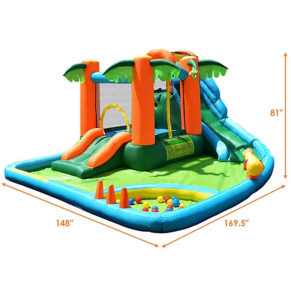 Kids Play Inflatable Slide Bouncer Water Park Bounce House w/ Splash Pool Gift