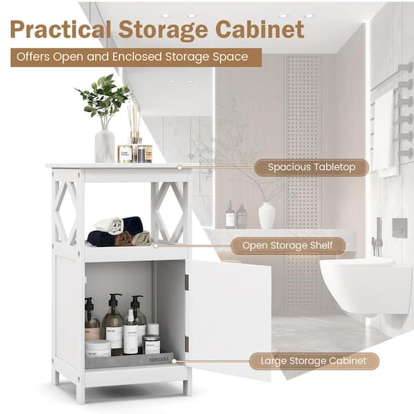Bathroom Floor Cabinet Storage Organizer with Shelf Free Standing Cabi