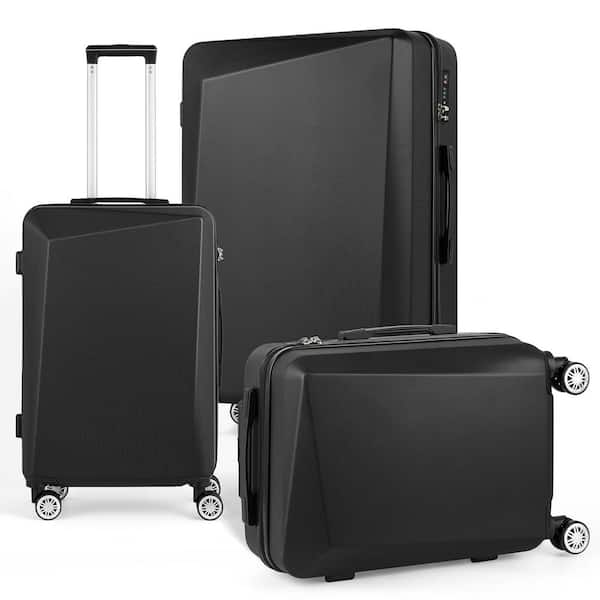 HIKOLAYAE Big Cottonwood Nested Hardside Luggage Set in Black, 3 Piece - TSA Compliant