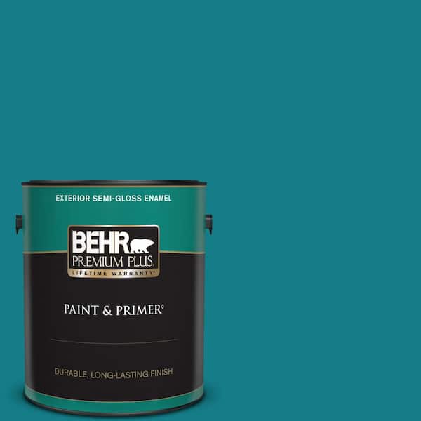 BEHR PREMIUM PLUS 1 gal. #PPU13-01 Caribe Semi-Gloss Enamel Exterior Paint & Primer