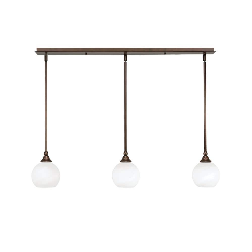 Livingston 100-Watt 3-Light Bronze Shaded Pendant Light with 5.75 in. White