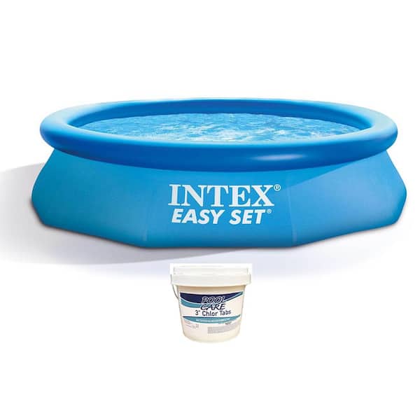 Intex 10 ft. x 30 in. Above Ground Round Swimming Pool and Chlorine Tabs