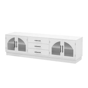 White TV Stand Fits TV's Up to 75 in. with Adjustable Shelves