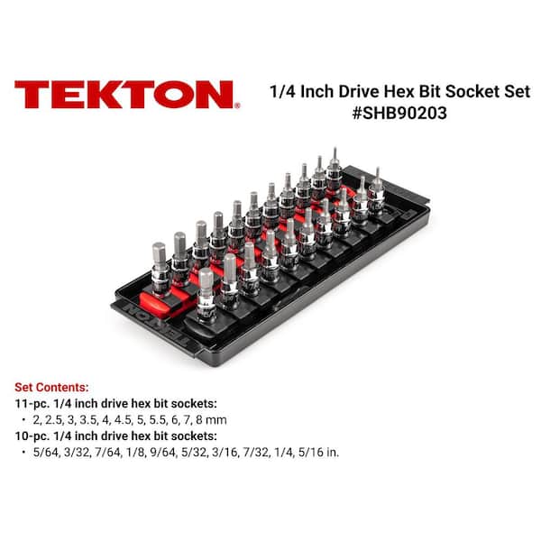 1/4 in. Drive Hex Bit Socket Set with Rails, 21-Piece (5/64-5/16 in., 2-8 mm)