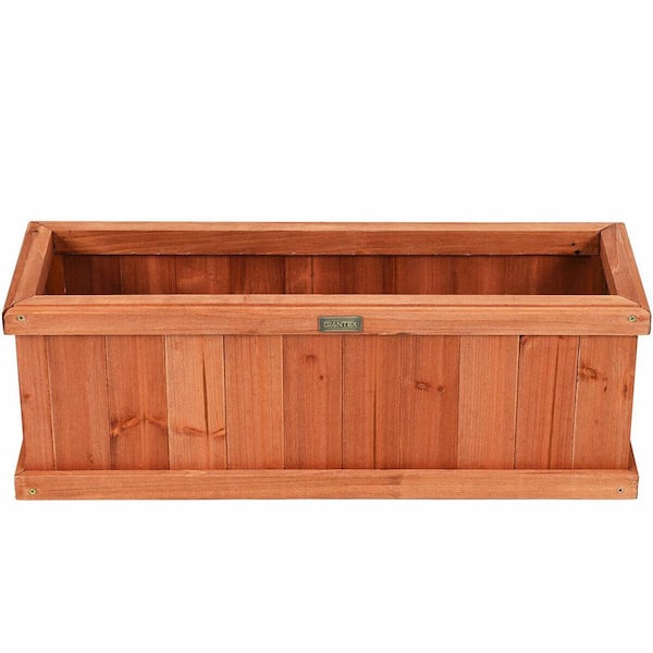 ANGELES HOME 28 1/2 in. x 9 1/2 in. Solid Fir Wood Flower Planter Box with Drainage Holes For Garden