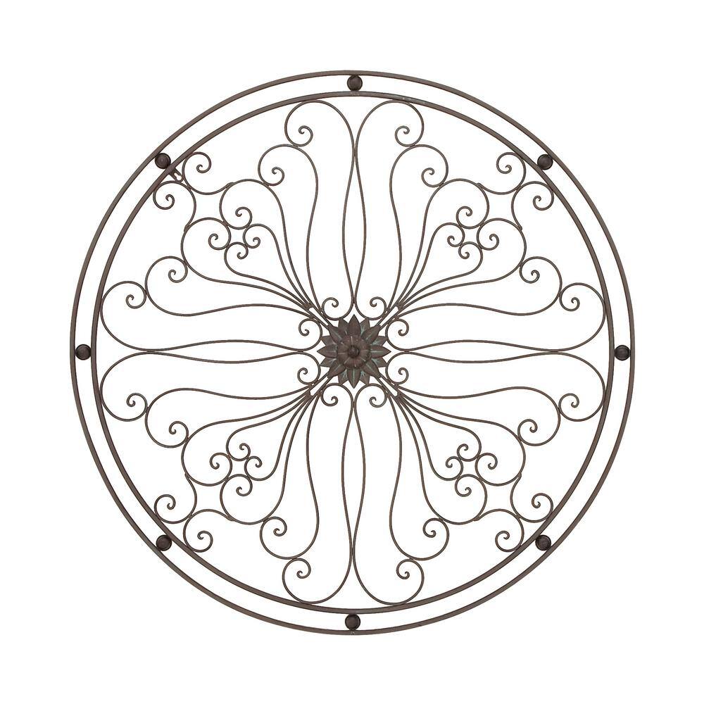 Bronze Radial Scroll Round Metal Wall Sculpture, 40"