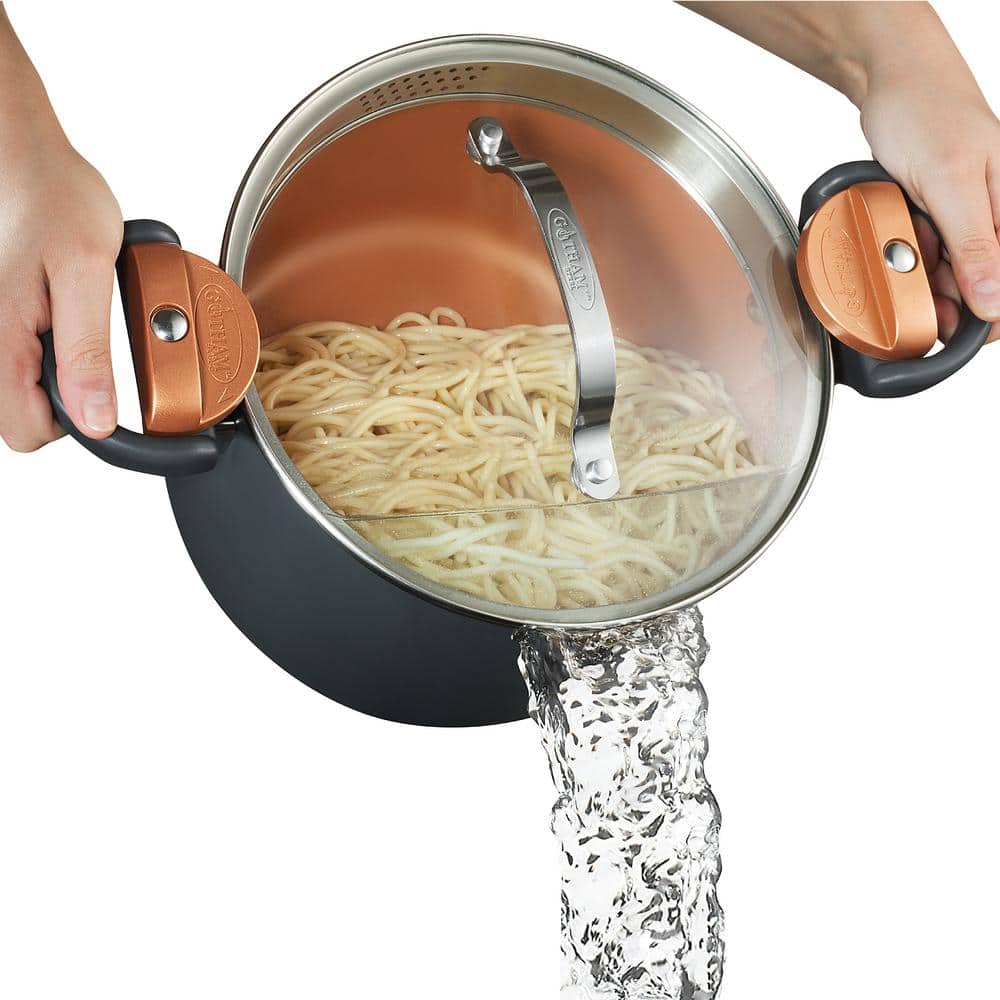 5 Qt. Non-Stick Ti-Ceramic Pasta Pot with Built-In Strainer and Twist N Lo