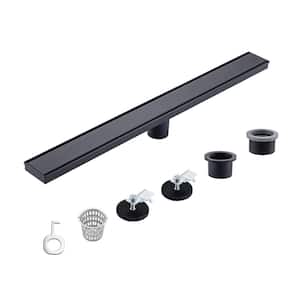28 in. Stainless Steel Linear Shower Drain with Tile-in Cover in Matte Black