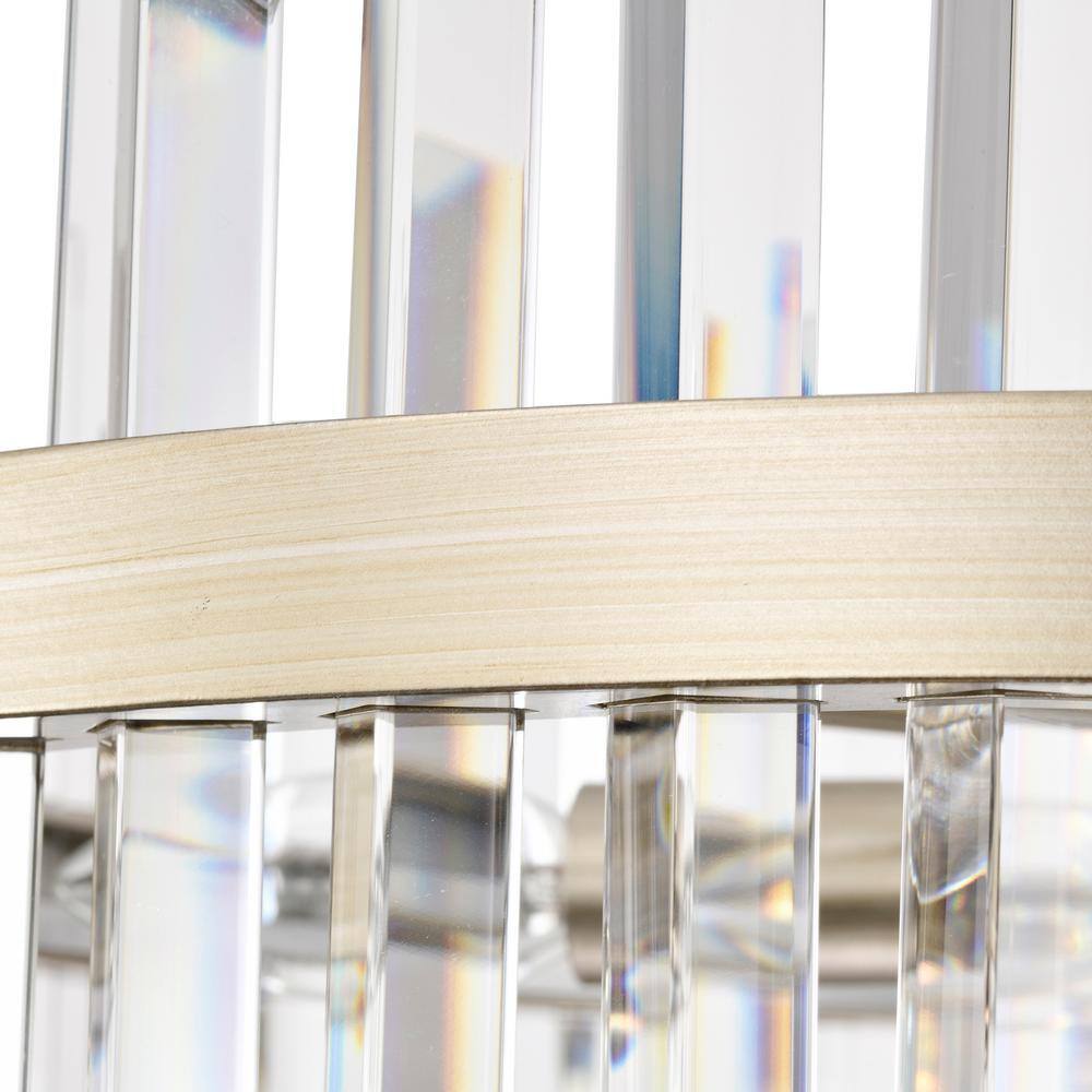 Casandra Brushed Champagne Silver 5-Light Crystal Drum Chandelier