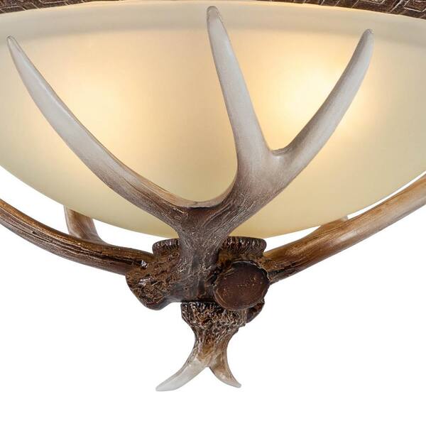 OUKANING 16.5 in. 3-Light Antique Colors Vintage Resin Antler