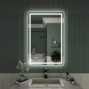 24 in. W x 36 in. H Rectangular Frameless LED Light Anti-Fog Wall Bathroom Vanity Mirror in Polished Crystal