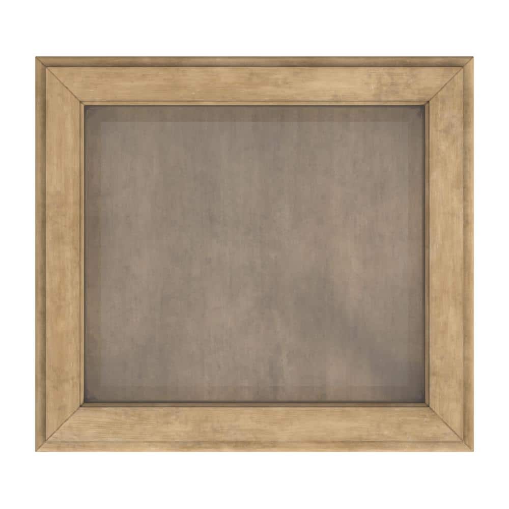 Antique Beige 24.5" Wood and Glass Curio Table with Storage