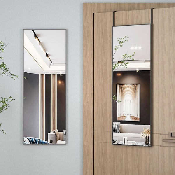 Vosuja 16 in. W x 44 in. H Black Framed Full-Length Door Mirror Hanging Wall Mounted Mirror for Bedroom Living Room Cloakroom