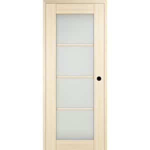 Vona 36 in. x 80 in. 4-Lite Left-Hand Frosted Glass Loire Ash Solid Core Composite Wood Single Prehung Interior Door