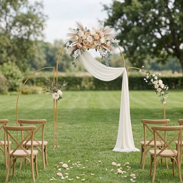 YIYIBYUS 86.7 in. x 55.2 in. Gold Metal Wedding Arch Backdrop 