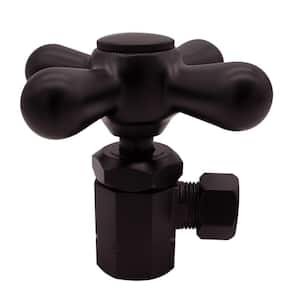 Cross Handle Angle Stop Shut Off Valve, 1/2" IPS Inlet with 3/8" Compression Outlet, Oil Rubbed Bronze