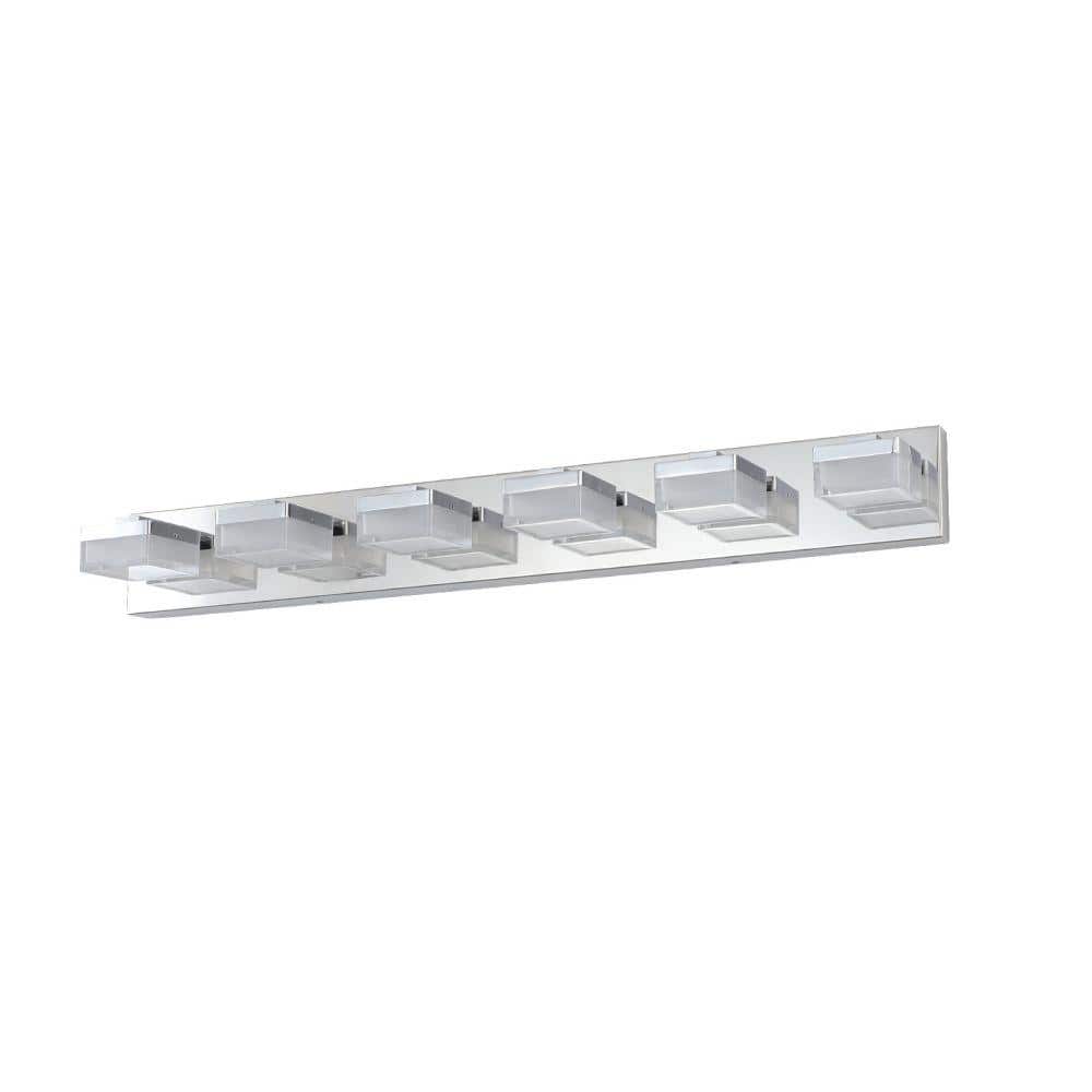 38.2 in. 6-Light Chrome LED Vanity Light Fixture for Bathrooms and Makeup T