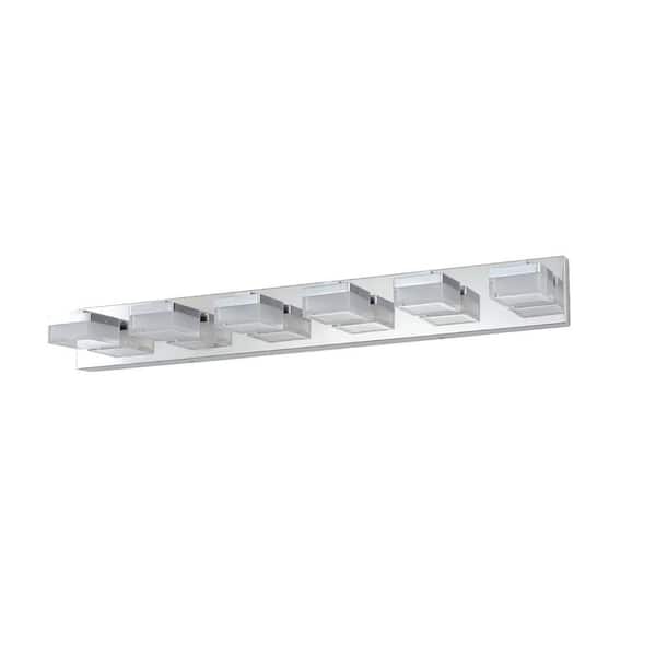 Amucolo 38.2 in. 6-Light Chrome LED Vanity Light Fixture for Bathrooms and Makeup Tables
