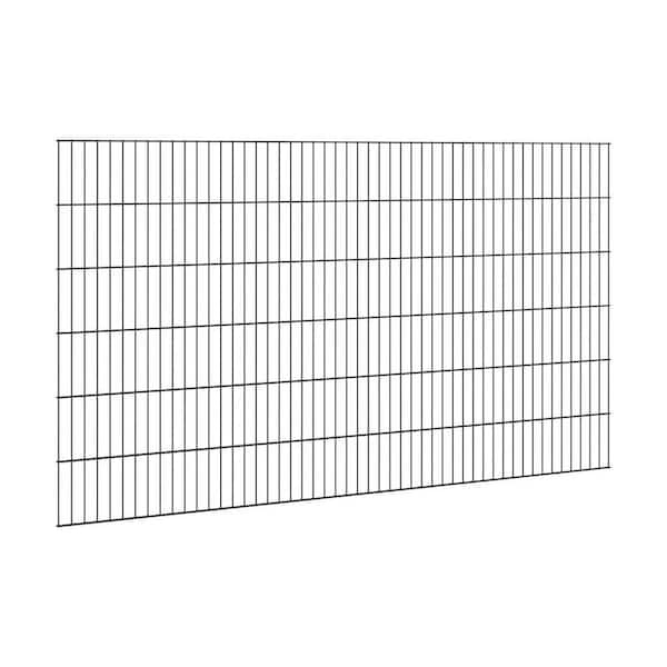 4 ft. x 8 ft. Flat Top Metal Spaced Bar Double-Wire Residential Welded Steel Fence Panel