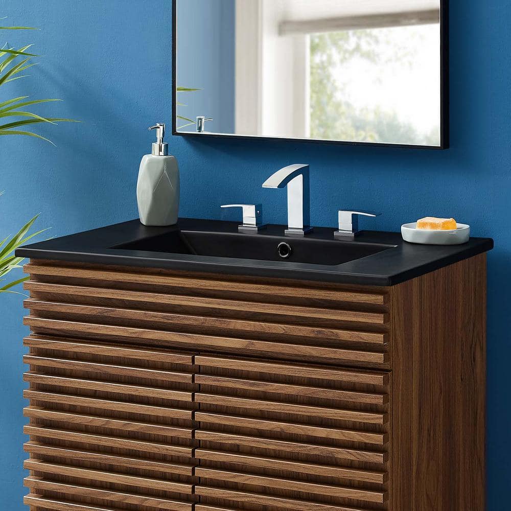 Cayman 30" Black Ceramic Rectangular Bathroom Sink
