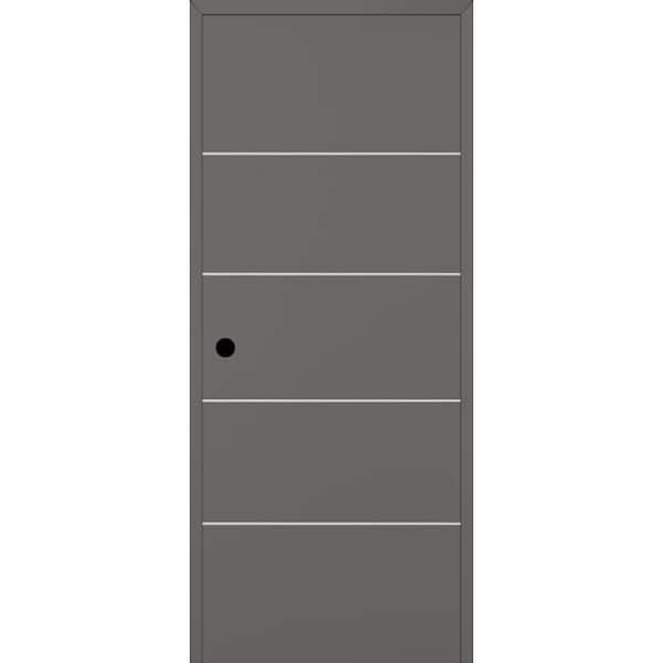 Optima 4H DIY-Friendly 28 in. x 80 in. Right Hand Gray Matte Solid Composite Core Wood Single Prehung Interior Door